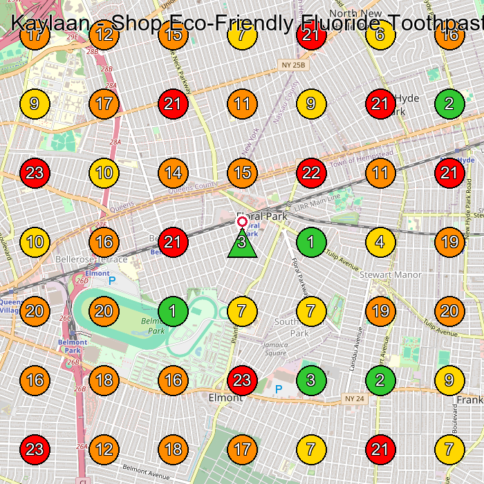 Kaylaan - Shop Eco-Friendly Fluoride Toothpaste Tablets NY Manufacturer GeoGrid ranking map for Floral Park NY