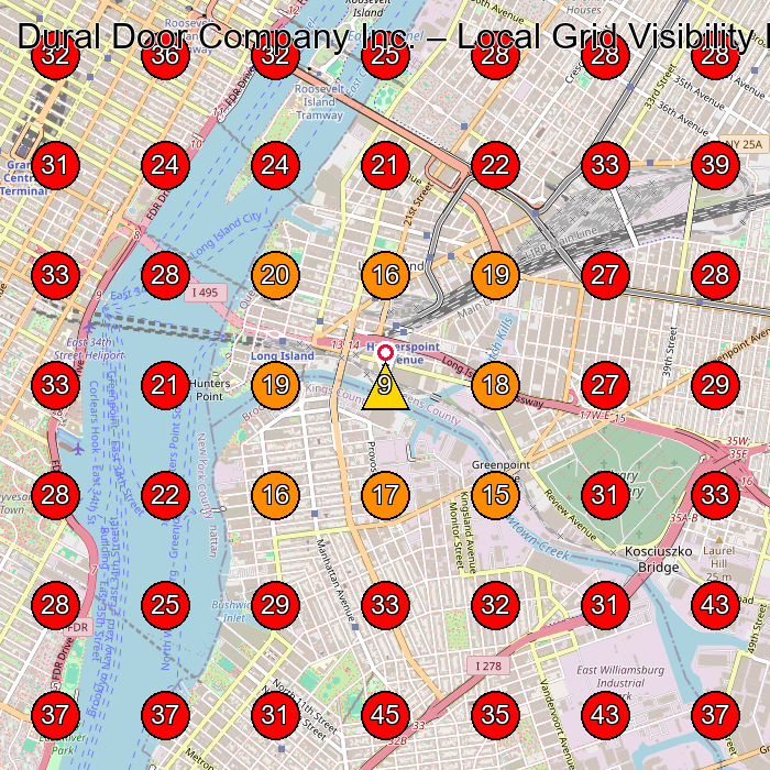 Dural Door Company Inc. GeoGrid visibility map for Contractor in New York