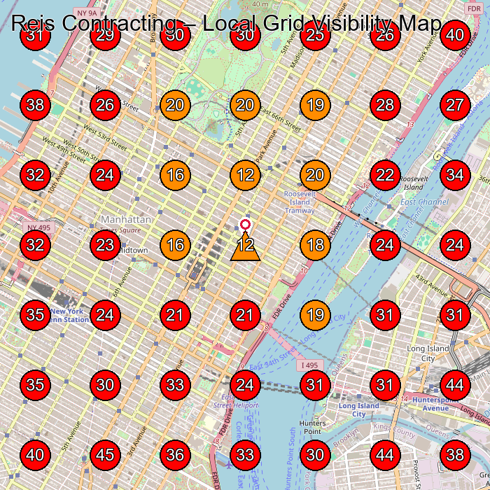 Reis Contracting GeoGrid visibility map for Contractor in New York