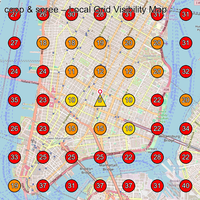 coop & spree GeoGrid visibility map for Boutique in New York