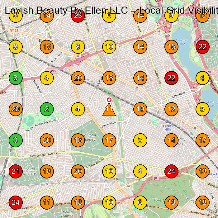 Lavish Beauty By Ellen LLC Spa GeoGrid ranking map for Ste 1 Rego