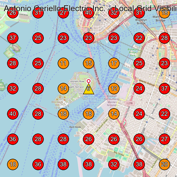 Antonio Ceriello Electric Inc. GeoGrid visibility map for Electrician in New York