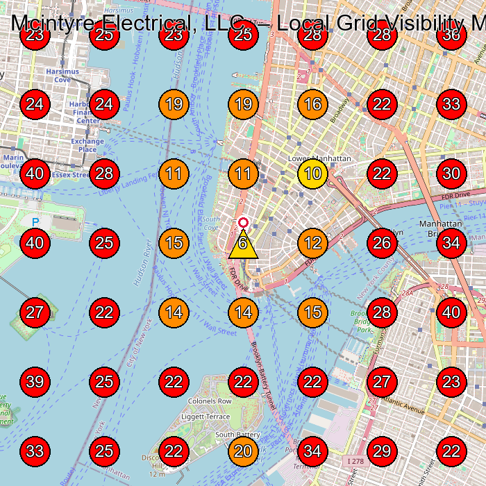 Mcintyre Electrical, LLC. GeoGrid visibility map for Electrician in New York