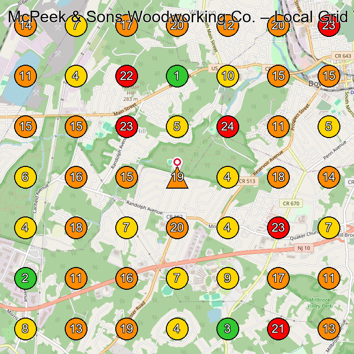 McPeek & Sons Woodworking Co. Woodworker GeoGrid ranking map for None