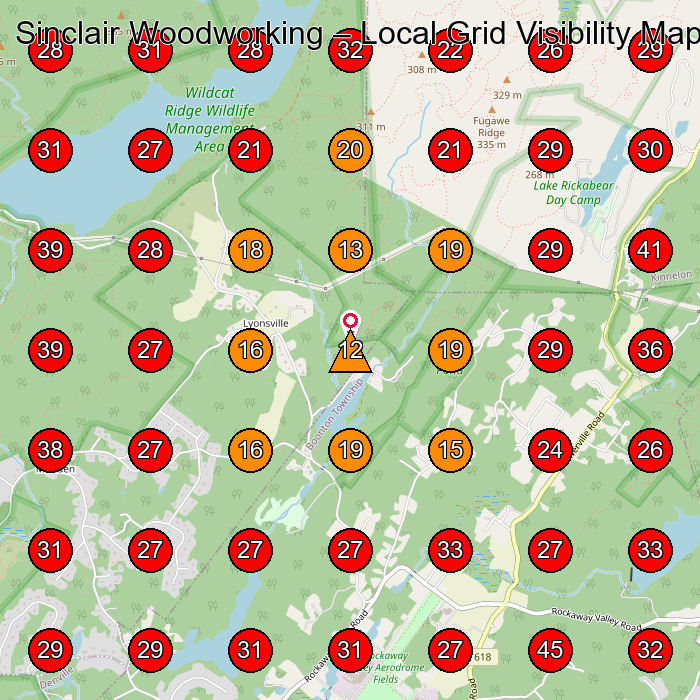 Sinclair Woodworking GeoGrid visibility map for Woodworker in None