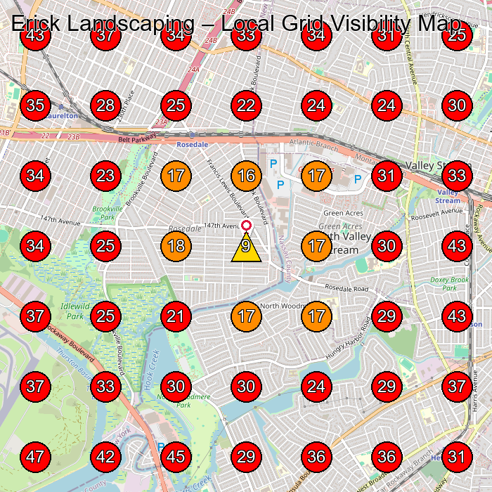 Erick Landscaping GeoGrid visibility map for Landscaper in None