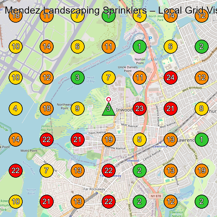 Mendez Landscaping Sprinklers Landscaper GeoGrid ranking map for None