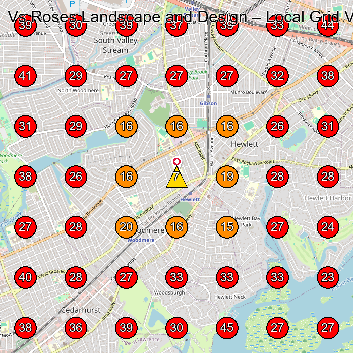 Vs Roses Landscape and Design GeoGrid visibility map for Landscaper in None