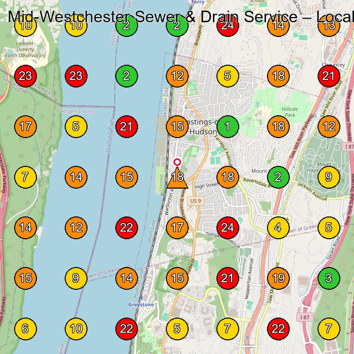 Mid-Westchester Sewer & Drain Service Plumber GeoGrid ranking map for None