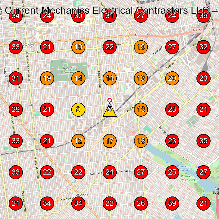 Current Mechanics Electrical Contractors LLC GeoGrid visibility map for Electrician in Brooklyn