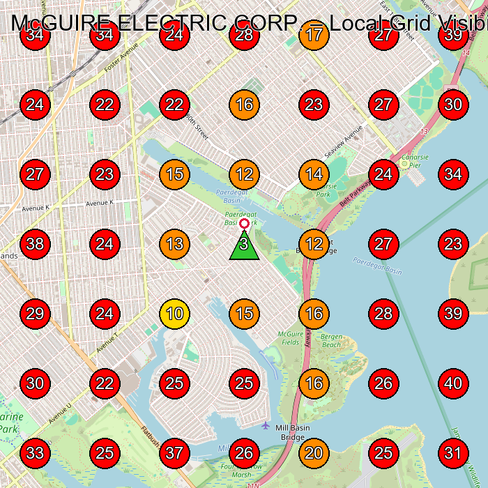 McGUIRE ELECTRIC CORP. GeoGrid visibility map for Electrician in Brooklyn