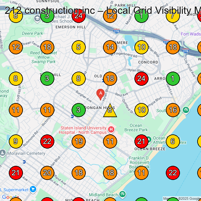 212 construction inc GeoGrid visibility map for Construction Company in Staten Island