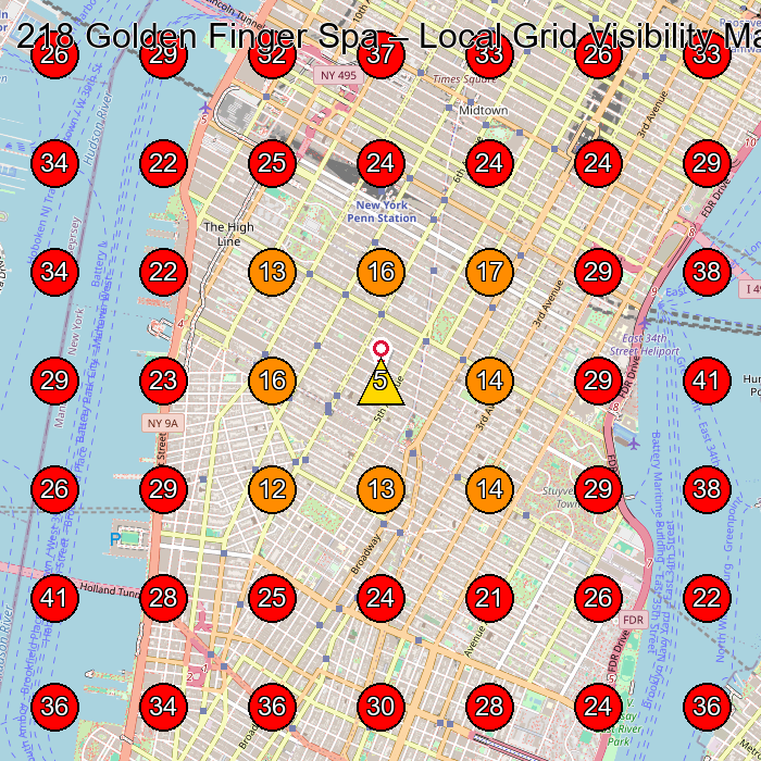 218 Golden Finger Spa GeoGrid visibility map for Massage Spa in New York