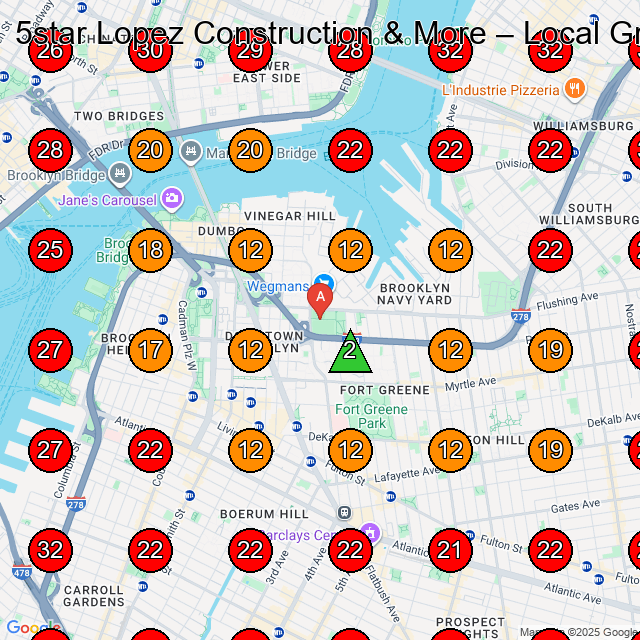 5star Lopez Construction & More GeoGrid visibility map for Roofing Contractor in None