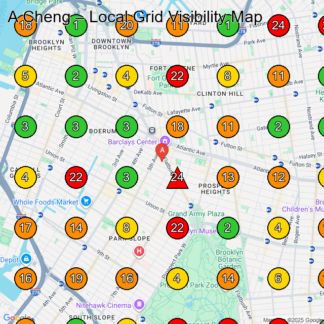 A Cheng GeoGrid visibility map for Clothing Store in Brooklyn
