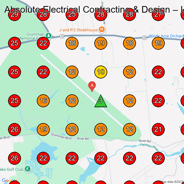 Absolute Electrical Contracting & Design GeoGrid visibility map for Electrician in None
