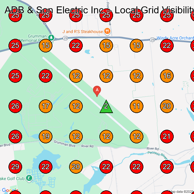 ADB & Son Electric Inc GeoGrid visibility map for Electrician in None