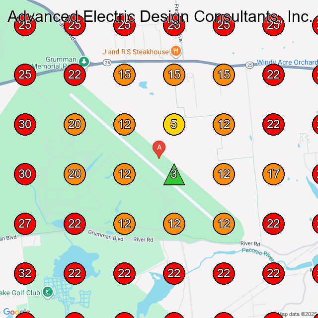 Advanced Electric Design Consultants, Inc. GeoGrid visibility map for Electrician in None