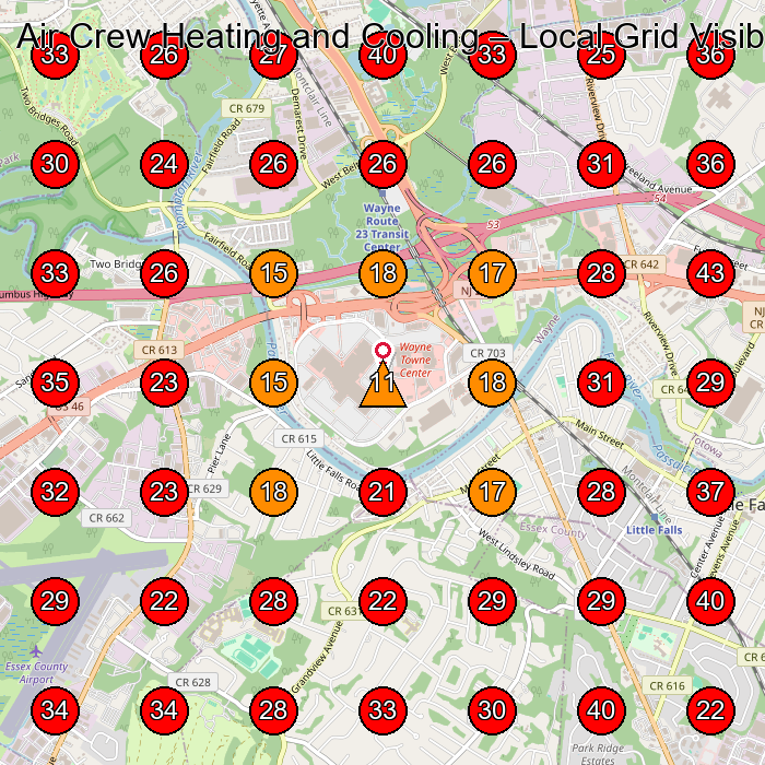 Air Crew Heating and Cooling GeoGrid visibility map for Hvac Contractor in Little Falls