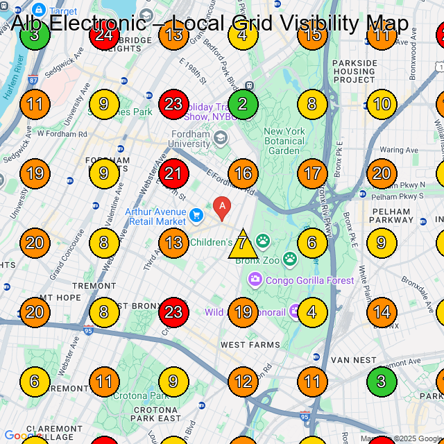 Alb Electronic GeoGrid visibility map for Computer Repair Service in Bronx