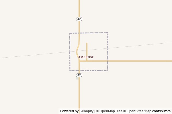 Ambrose digital marketing agency - Local SEO in Ambrose ND - GeoGrid map of Ambrose NY visibility