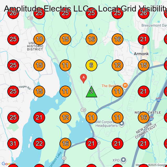 Amplitude Electric LLC GeoGrid visibility map for Electrician in None