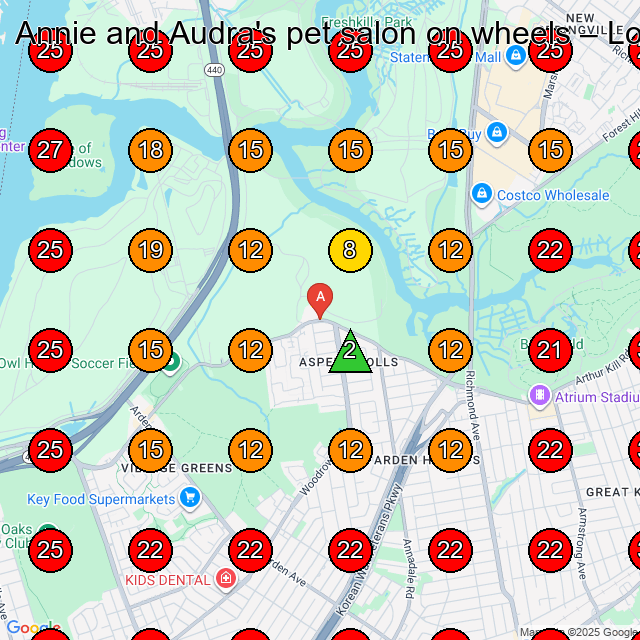 Annie and Audra's pet salon on wheels GeoGrid visibility map for Pet Groomer in Staten Island