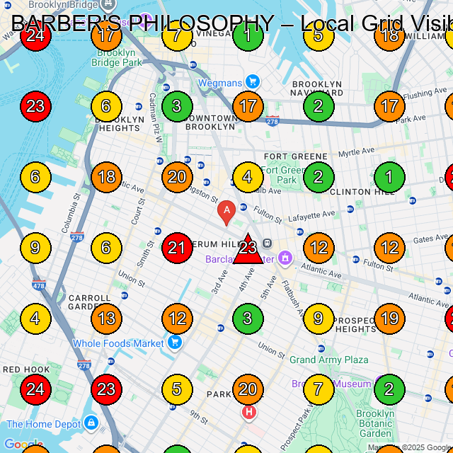 BARBER'S PHILOSOPHY GeoGrid visibility map for Barber Shop in Brooklyn