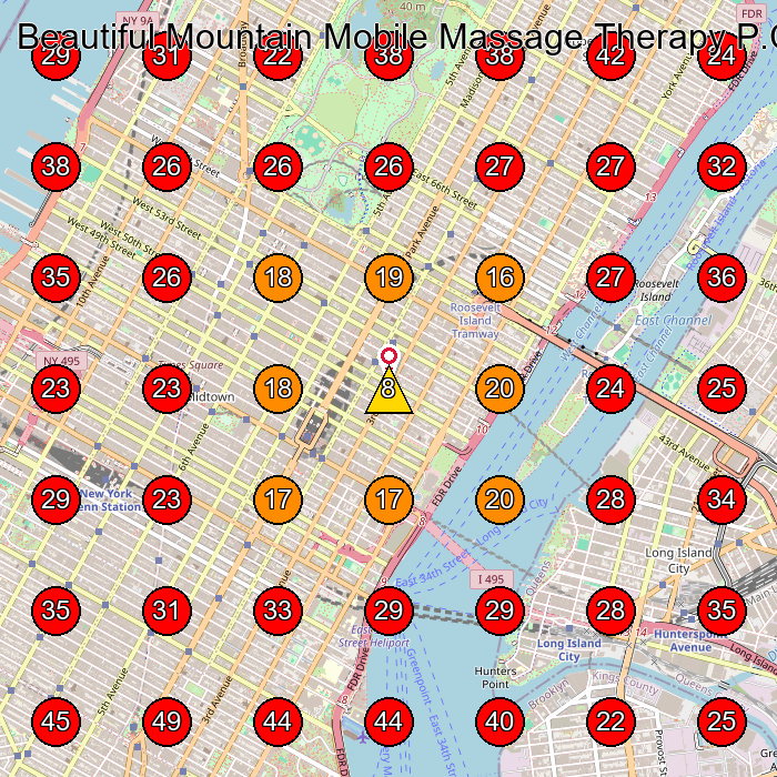 Beautiful Mountain Mobile Massage Therapy P.C. GeoGrid visibility map for Massage Therapist in 5th Ave Suite 502
