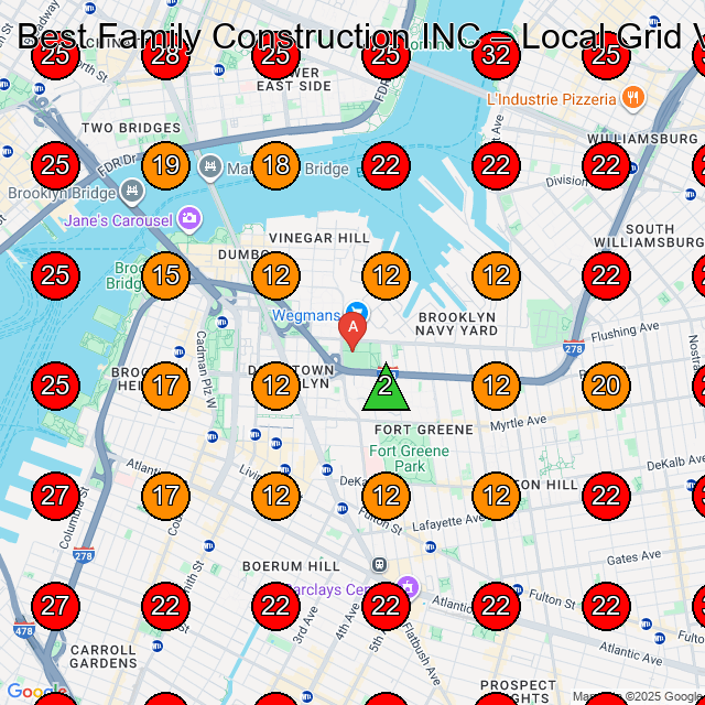 Best Family Construction INC GeoGrid visibility map for Roofing Contractor in None