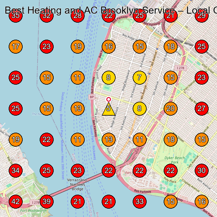 Best Heating and AC Brooklyn Service GeoGrid visibility map for Hvac Contractor in None