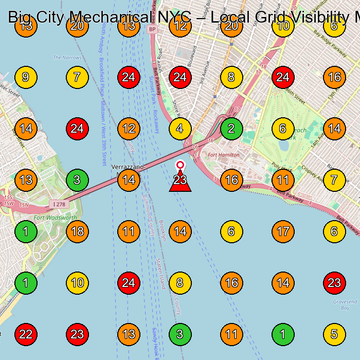 Big City Mechanical NYC Hvac Contractor GeoGrid ranking map for None