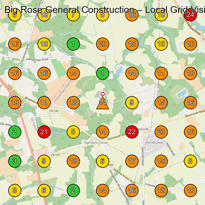 Big Rose General Construction GeoGrid visibility map for Paving Contractor in None