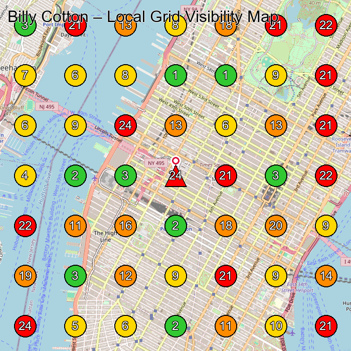 Billy Cotton Architect GeoGrid ranking map for New York NY