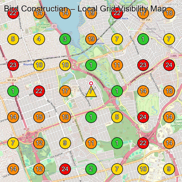 Bird Construction Construction Company GeoGrid ranking map for None