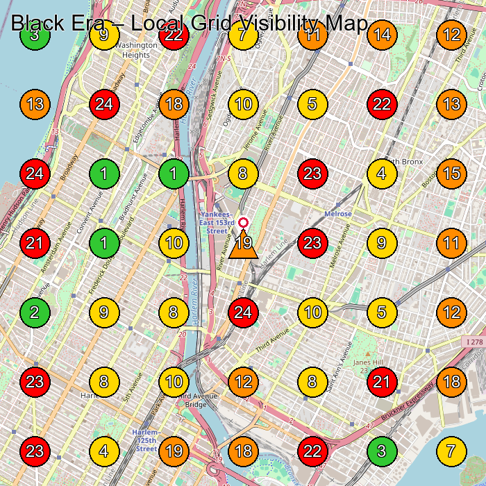 Black Era Clothing Store GeoGrid ranking map for Bronx NY