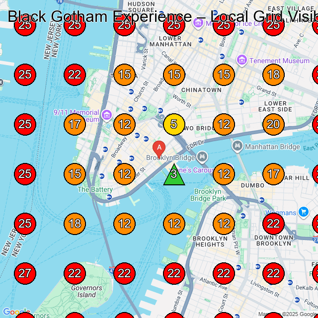 Black Gotham Experience Art Studio GeoGrid ranking map for New York NY