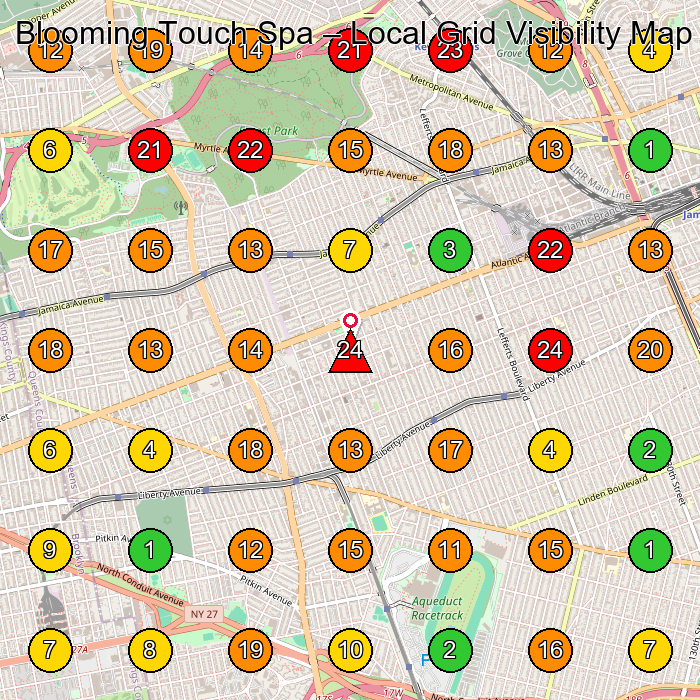 Blooming Touch Spa Esteticista Facial GeoGrid ranking map for Richmond Hill NY