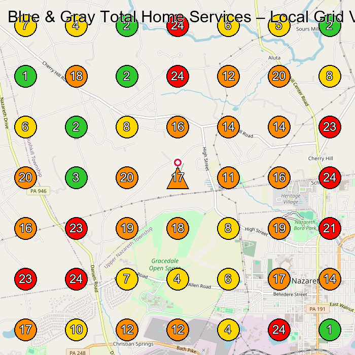 Blue & Gray Total Home Services Hvac Contractor GeoGrid ranking map for None