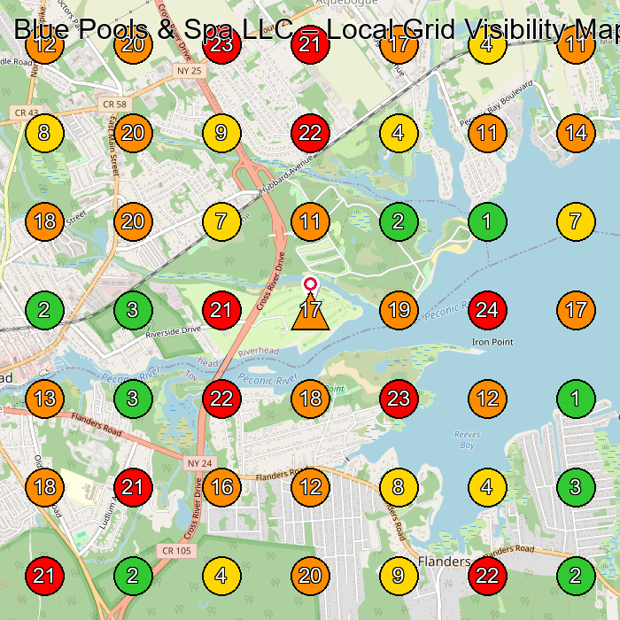 Blue Pools & Spa LLC Swimming Pool Contractor GeoGrid ranking map for None