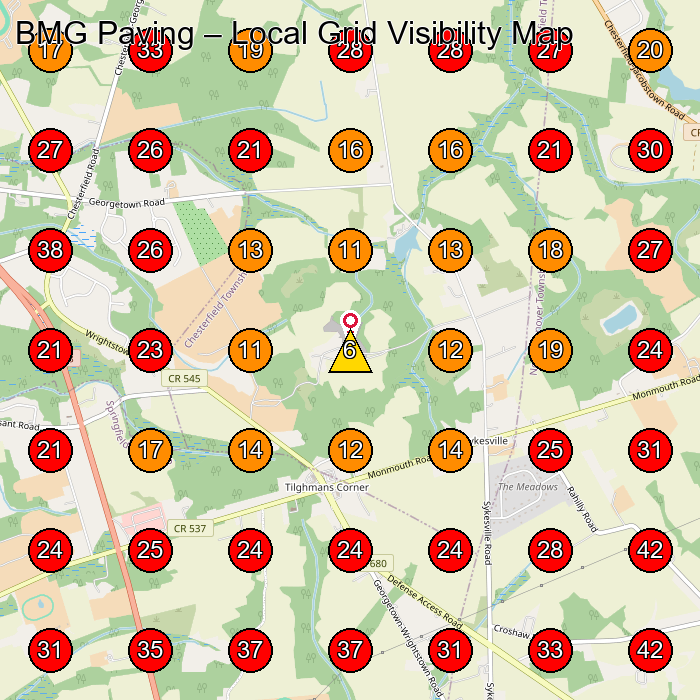 BMG Paving Paving Contractor GeoGrid ranking map for None