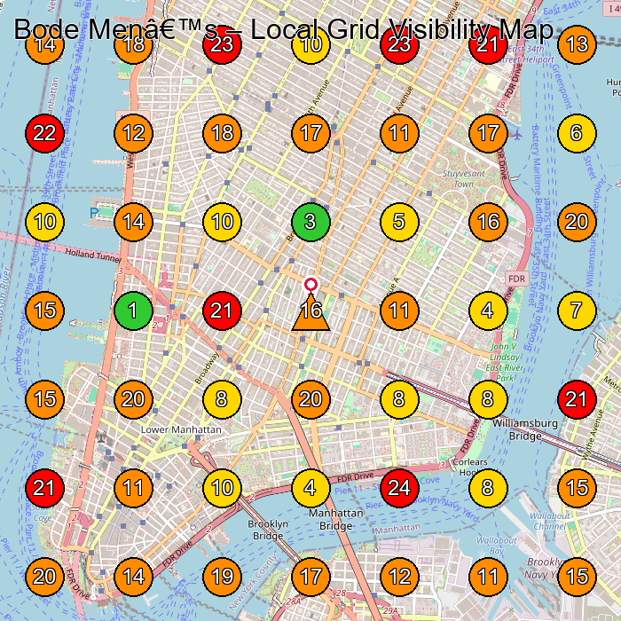 Bode Menâ€™s Clothing Store GeoGrid ranking map for New York NY