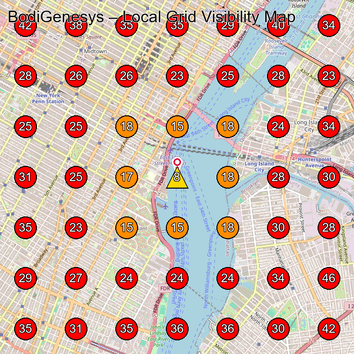 BodiGenesys Medical Spa GeoGrid ranking map for New York NY