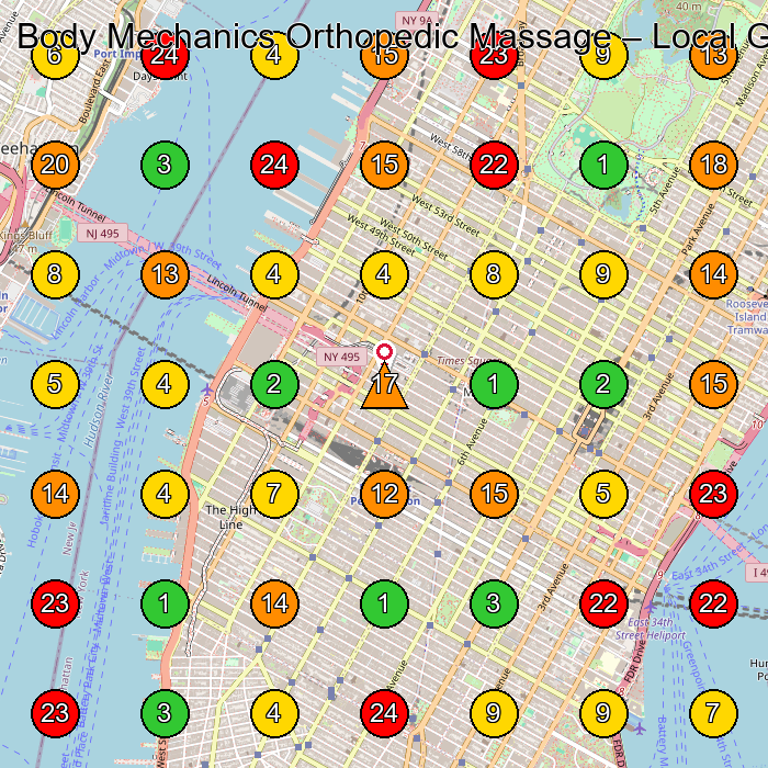 Body Mechanics Orthopedic Massage Massage Therapist GeoGrid ranking map for New York NY