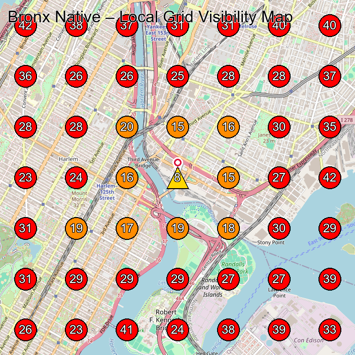 Bronx Native GeoGrid visibility map for Clothing Store in Bronx