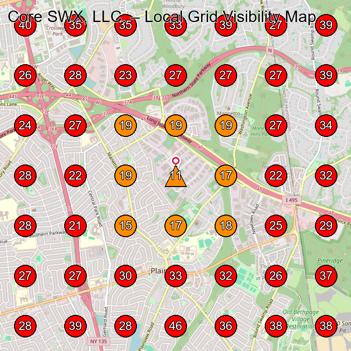 Core SWX, LLC. GeoGrid visibility map for Wheelchair Store in Plainview