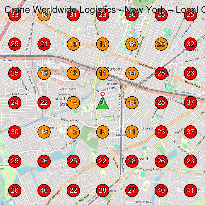 Crane Worldwide Logistics - New York GeoGrid visibility map for Freight Forwarding Service in Building C5C