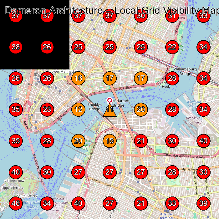 Dameron Architecture GeoGrid visibility map for Architect in New York