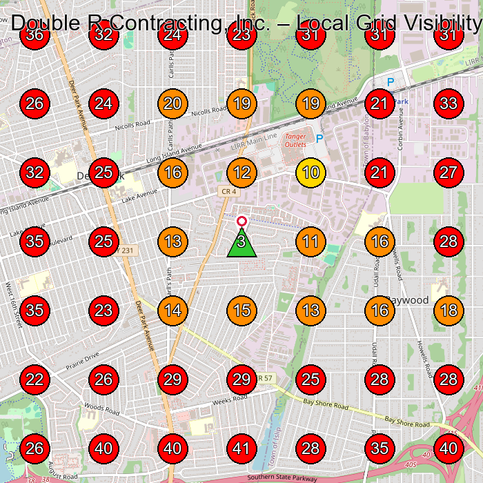 Double R Contracting, Inc. GeoGrid visibility map for Contractor in Lindenhurst