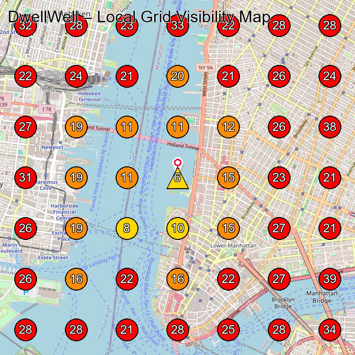 DwellWell GeoGrid visibility map for House Cleaning Service in New York